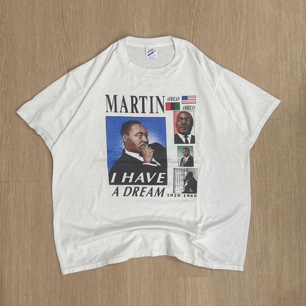 Vintage 90s Jerzees Martin Luther King Malcolm X Mandela T-Shirt White Large